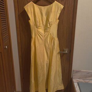 Acler Emery Midi Dress Lemon Yellow (Gold) size US 8/AU 12
